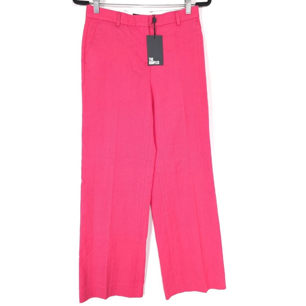 THE KOOPLES Women's New Dress Pants Trend Wide Leg US2 Pink Trousers POLAND Made